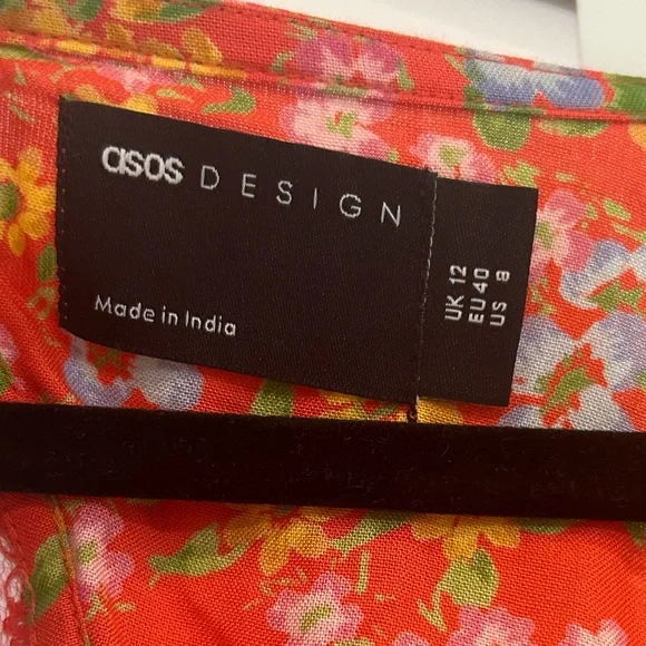 NWOT ASOS Design Cupped Red Floral Open Back Cut Out Tea Mini Dress size 8 - Picture 4 of 14